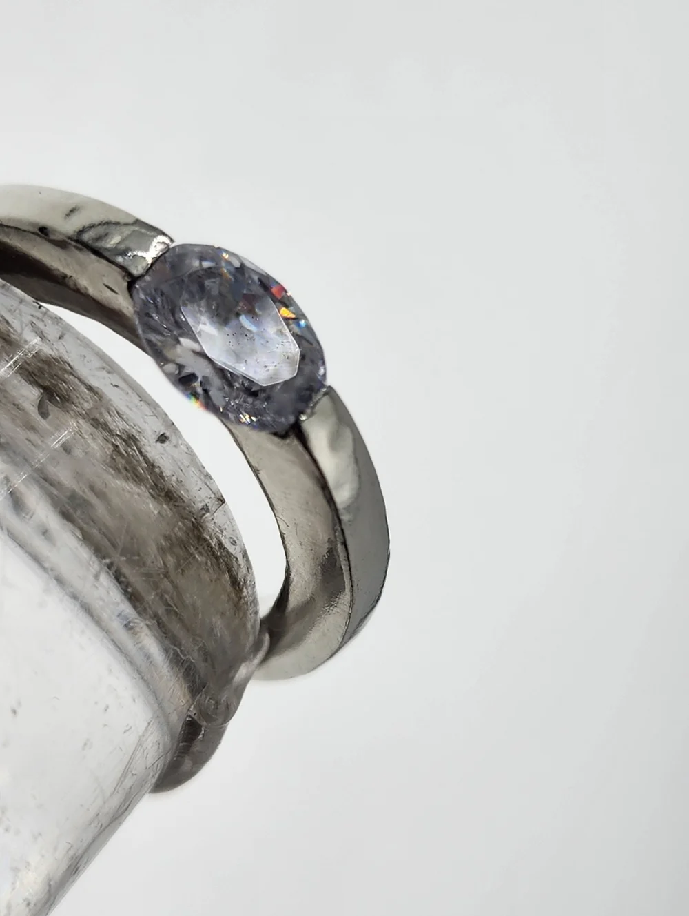 CUBIC ZIRCONIA PRESSURE RING HANDMADE STERLING SILVER SIZE7 - Picture 10 of 15